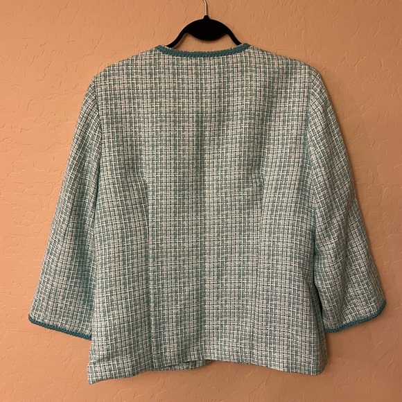 Elementz Turquoise & White Tweed Blazer Jacket - Picture 14 of 17